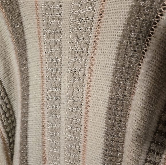 Women's Vintage Striped Knit Sweater - Cream and Gray - Picture 4 of 5